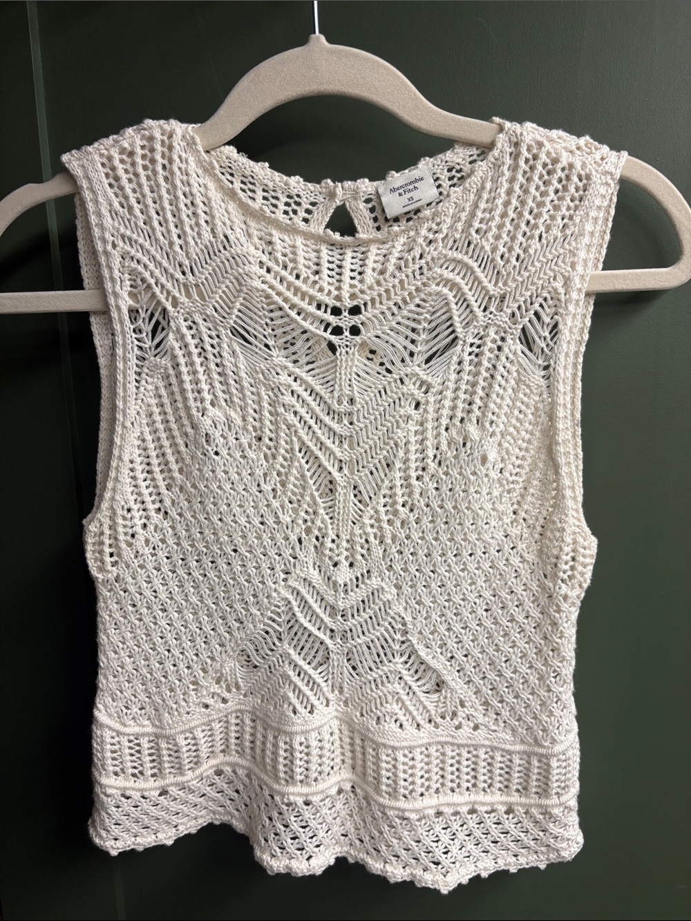 Abercrombie & Fitch Cream Crochet Knit Crop Top